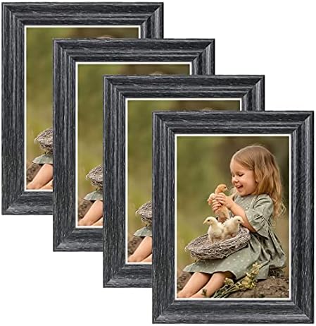 NUOLAN 5x7 okvir za slike seoska kuća Crni Drveni okviri za fotografije za zidni ili radni sto, 4 pakovanja