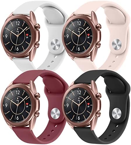 Wanme Bands za Samsung Galaxy Watch 3 Band 41mm, Galaxy Watch 4/4 Class, Galaxy Watch 5/5 Pro Trake Žene Muškarci, 4 paketa 20mm Mekani silikonski podesivi sportski remen za zamene za Galaxy Watch 4/5 trake