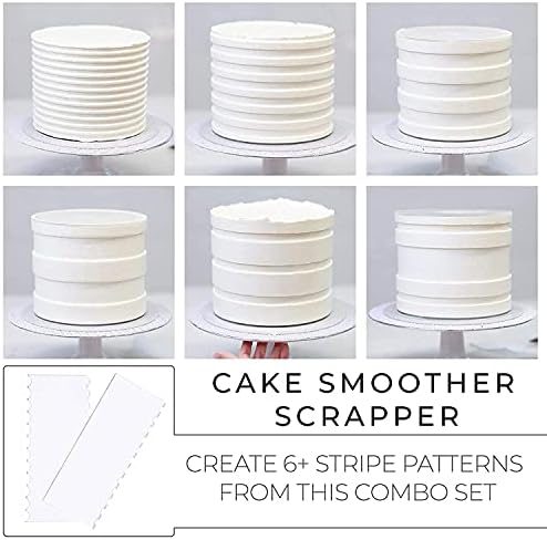 BESTEASE kolekcija Set akrilnih okruglih diskova za torte uključujući 3 akrilna okrugla akrilna diska za torte 4.5, 6.5, 8.5, 2 akrilni strugači za torte i 3 prozirna akrilna šipka za pekarske i umjetničke torte