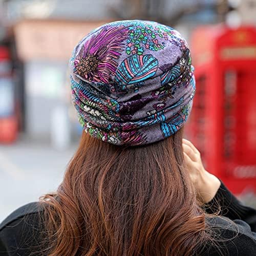 Cvjetni nagledan kratak rudar, ženski kratki rub cvjetni šešir, zimski topli vintage baršun pleteni kapu za žene