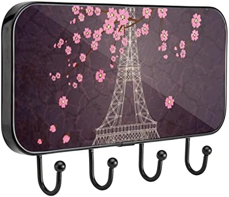 Guerotkr zidne kuke, viseće kuke, ljepljive kuke za vješanje, Pariz Eiffelov toranj ružičasti uzorak cvijeća