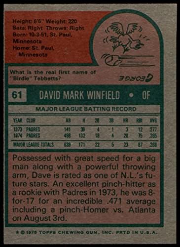 1975 TOPPS Baseball 61 Dave Winfield Odlično od Mickeys kartica