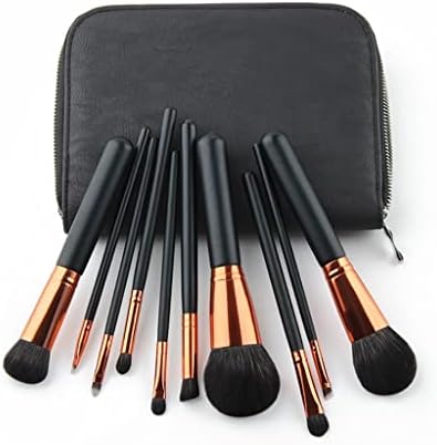 Renslat 10pcs Professional Makeup četkice Set Foundation Eyeshadow miješanje praška Make up Kit Alati Kit sa tamno smeđom torbom