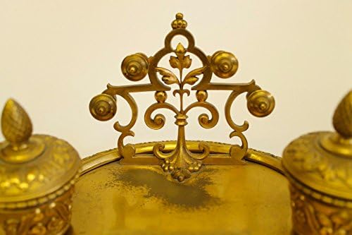 Antikni europski pozlaćeni brončani inkwell set / vintage inkwell / pisanje / antički stacionarni