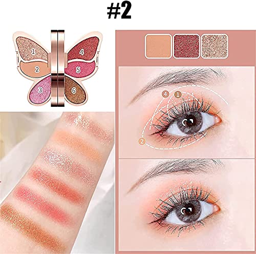 OWSEN 6 boja paleta sjenila Pearl Glitter Glitter Matte Big Earth Color Makeup Butterfly makeup Palette Set