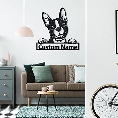 Custom Wood Boston Terrier Art, personalizirana drvna zida umjetnost, Najbolji poklon za ljubitelju pasa, naziv šteneta, prezime, ljubitelj PUP-a, životinjski smiješni