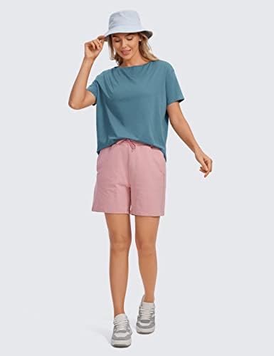 CRZ joga ženske pima pamučne majice s kratkim rukavima labavi fit teretana T-majica Atletski casual vrhovi