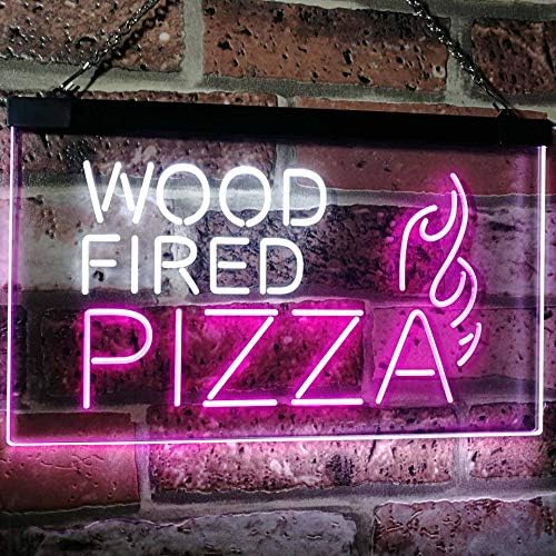 ADVPRO Wood Fired Pizza dvobojni LED neonski znak Bijela & amp; ljubičasta 12 x 8.5 st6s32-i2887-wp