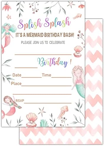Kartice za rođendanske zabave za tinejdžere, Mermaid Party, Poziv za zabavu za djevojke Dječji dječaci,
