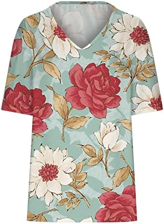 Žene ljetne vrhove prevelike majice za žene ženske cvjetne tiskane thirts lagane bluze vintage