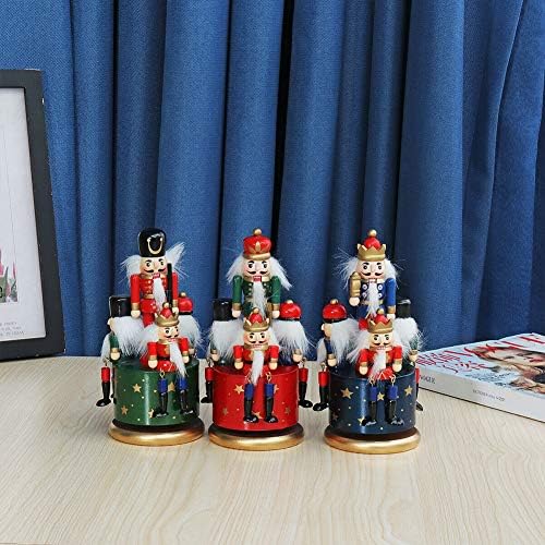 Chengai DIY NUTCracker vojnik Music Box, Drvena 4 vojnika Wind up Musical Box W / Clockwork & Okrugli baza Svečani Božićni dekor Dječji rođendanski poklon, plava