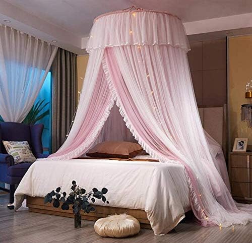 Vethin princeza krevet za djevojke, krevet za crtanje kreveta - dvostruki sloj čista mrežasti krevet za