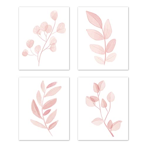 Sweet Jojo Designs Blush Pink And White Floral list Wall Art Prints Room Decor za bebe, rasadnik i djecu-Boho Chic Bohemian akvarel Botanical Flower Woodland Tropical Single Flower-Set od 4