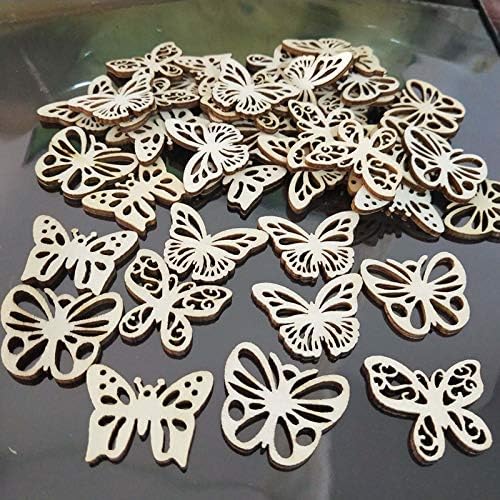 100kom Mini leptir u obliku drveta DIY Craft izrez drvene kriške ukrasi poklon nedovršeni