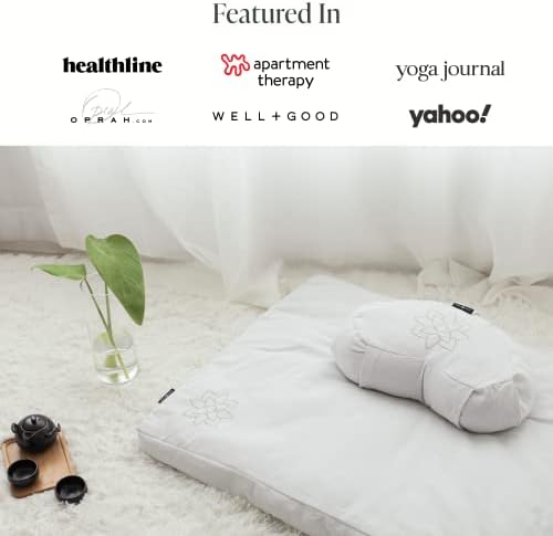 Pažljivo & Moderni veliki meditacijski jastuk | Zafu Yoga Bolster meditacija podni jastuk | heljda trup ispunjen jastuk u obliku polumjeseca s uklonjivim Perivim poklopcem + ručka za nošenje