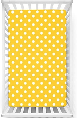 Polka Točkice Temanski plahte sa klizama, prenosivi mini listovi krevetića Mekani madrac za djecu za dječake, 24 x38, žuti bijeli