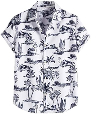 Ubst mens gumb dolje majice, ljeto kratki rukav cvjetni print casual majica Vintage Regular
