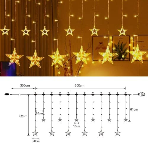 Quntis Star zavjese svjetla s daljinskim, 138 LED Ramadan dekoracije prozor zavjese svjetla 8