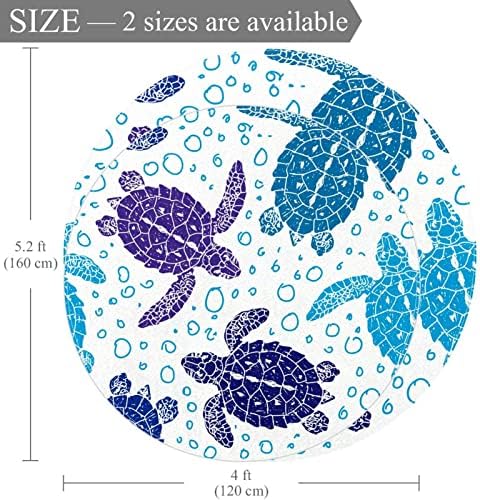LLNSUPPLY Dječija prostirka 4 Ft veliki okrugli tepisi za djevojčice dječaci beba-morska kornjača uzorak