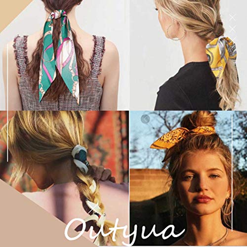 Outyua luk odvojivi šal za kosu Scrunchies cvijet šifon elastični Scrunchy kravate za kosu satenski rep Bowknot Scrunchies Vintage Hair Accessories za žene i djevojčice 5kom