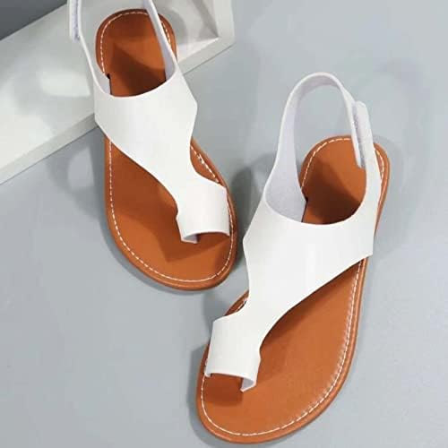 Sandale za plažu za žene ravne, 2023 modne kopče sandale sa prstima Hook & amp; Loop Ležerne rimske