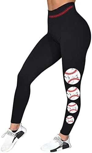 Tajice za Bejzbol Print za žene visokog struka Yoga Workout helanke Ultra meke brušene rastezljive udobne hlače