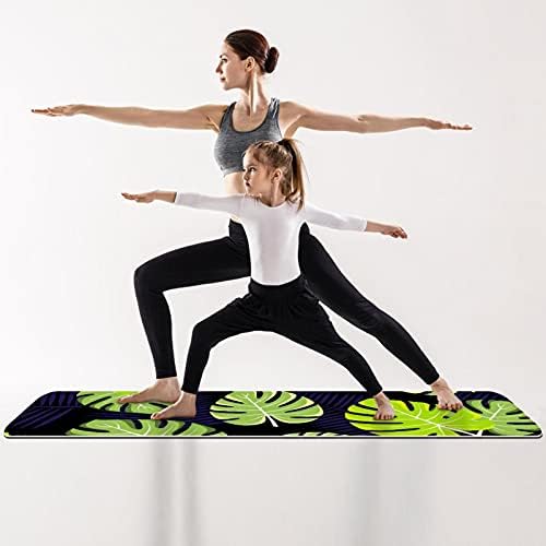 Prostirka za jogu Tropski crni list ekološki prihvatljiva podloga za neklizajuće fitnes vježbe za Pilates i vježbe na podu