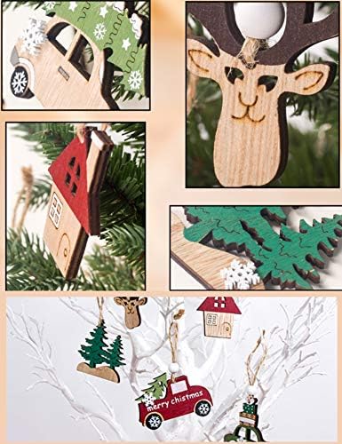 Letuwj Božić drvo privjesci EXmas Tree dekoracije kabina+Elk+božićno drvo 3-kom