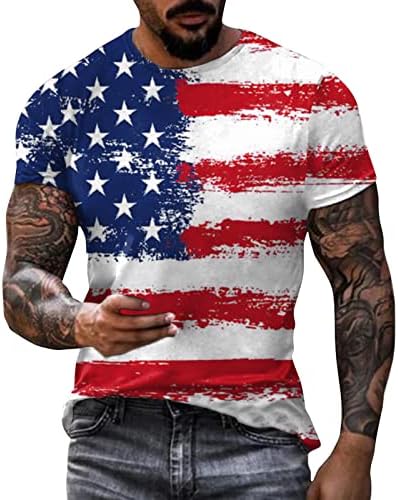 Ruiruilico Muške patriotske majice Amerika Zastava Ljetne casual majice kratkih rukava Comfy labavi