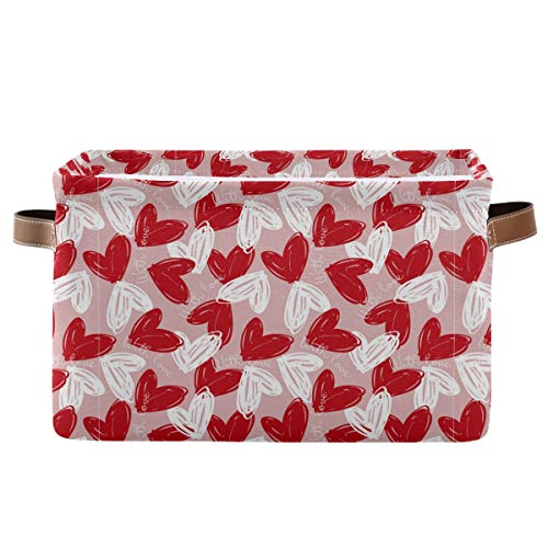 Pravokutna skladišna bin Love Heart Canvas Tkanina sa ručkama - Tkanina Organizator kante za pranje rublja,