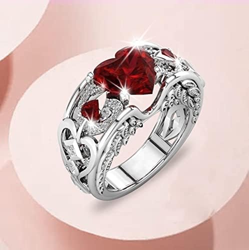 Ženska srčana prstena šupljina godišnjica svadbeni bend za vjenčanje kubični cirkonijski angažman prsten za nju