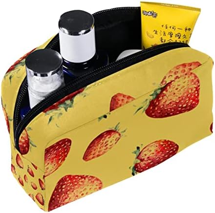 Toaletna torba, kozmetička torba za šminku za žene muškarce, jagoda voće žuta crvena