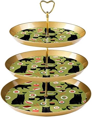 Držač sa cupcake stalkom plastični stalak za desert Torta 3 resied stalak za posluživanje, crtane životinjske crne mačke suši