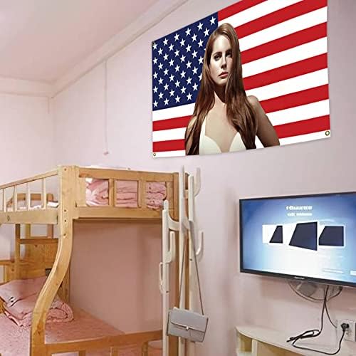 Bivee 3x5 ft dvostruka strana Lana Flag Singer Del Ray American Flag Banner Wall Tapistry Star