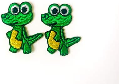 Yuankanju set 2 kom. Mini mali zeleni krokodil sladak crtani šivanje željeza na izvezenom aplikacijskom