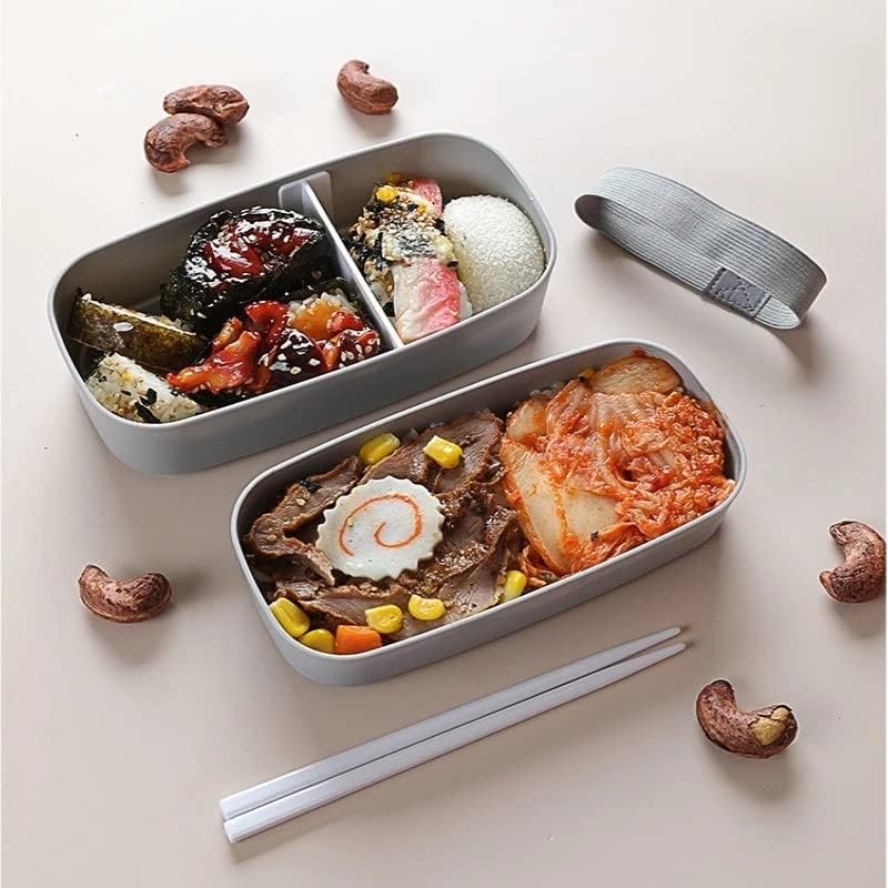 Cxdtbh Plastična dvoslojna Bento kutija zapečaćena nepropusna posuda za skladištenje hrane za mikrovalnu pećnicu prenosiva kutija za ručak za piknik )