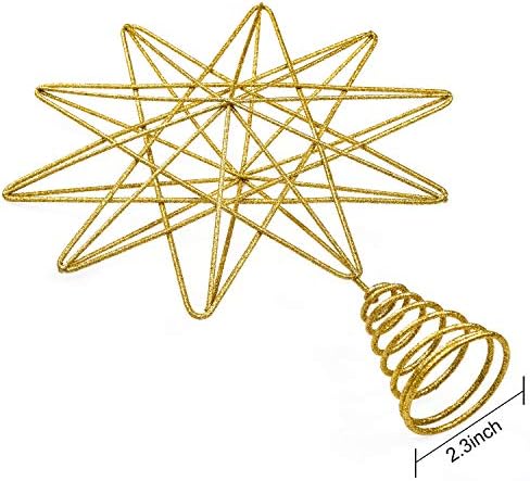 Lvydec Metal blistao je božićno stablo, 13.4 x 9.6 Zlatni star stablo od metalne žice zvijezde Božićne