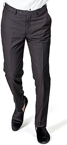 Slim Fit Tuxedo pantalone Flat Front No Pleats Crna bočna linija AZAR