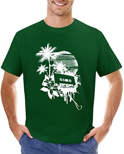 2023 Nova muška jednostavna ličnost modni casual havajski mali tiskani pamučni okrugli vrat kratkih rukava majica