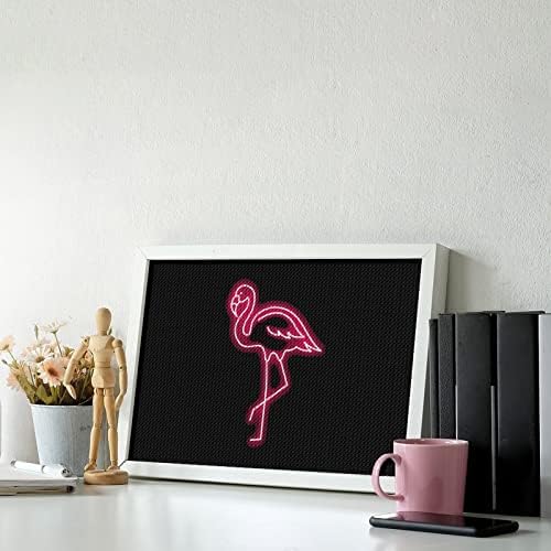 Pink Flamingo Neonski dijamantski Setovi za farbanje 5D DIY puna bušilica umjetnički zidni dekor za odrasle 8 x12