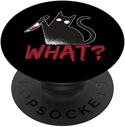 Mačka Šta? Smiješna crna mačka, ubođačka mačka sa nožem Popsockets Popgrip: Zamljivanje hvataljka za telefone i tablete