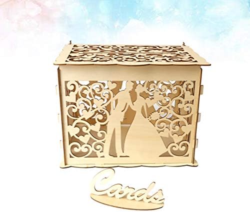 Amosfun DIY kutija za svadbe s bravom Rustikalna kutija za drva za poklon karticu poklon kartica za vjenčanja