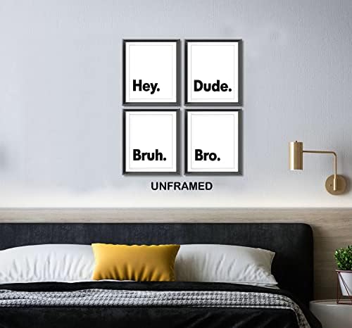 Hej Bro Bruh Dude minimalistička tipografija otisci postera za kućne dječake spavaća soba koledž