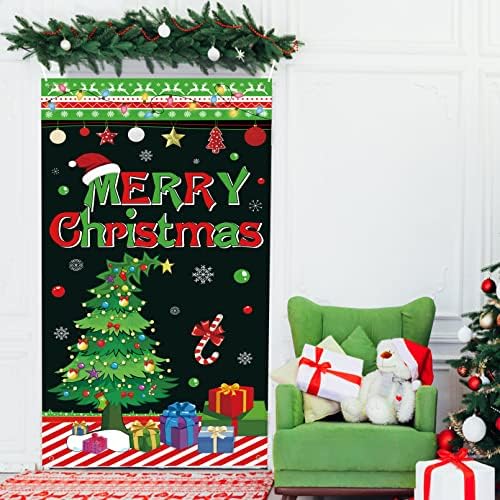 Ukrasi banera za božićne vrata i sretan božićni pozadinski