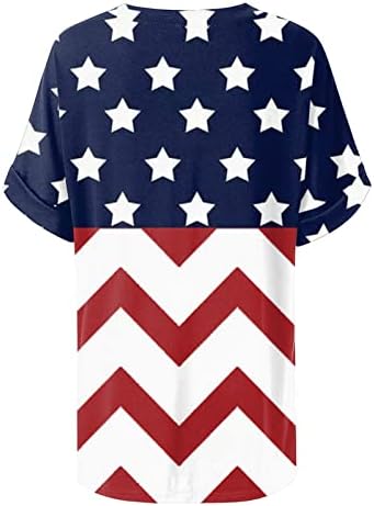 4. srpnja SAD TUNIke za zastavu za ženska majica trbuha Summer Casual Holiday s kratkim rukavima Up V bluza
