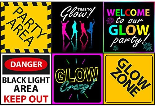 Glow Party znak 6 izrezi, crno svjetlo dekoracije za zabave, Slime potrepštine za zabavu, Neonski