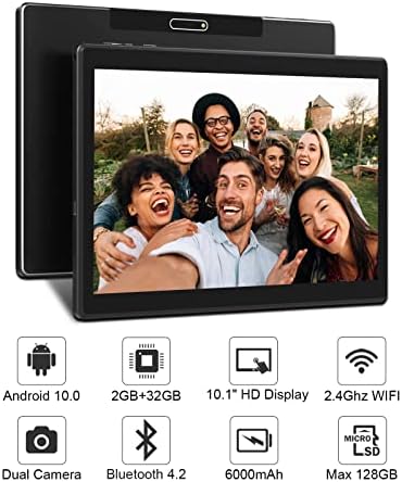 TPZ tablet 10,1 inčni, Android WiFi tablet, 32GB, IPS HD puni ekran, dvostruke kamere i zvučnike, Wi-Fi, Bluetooth, GPS, 6000 mAh, Google GMS certificirani - 2pcs