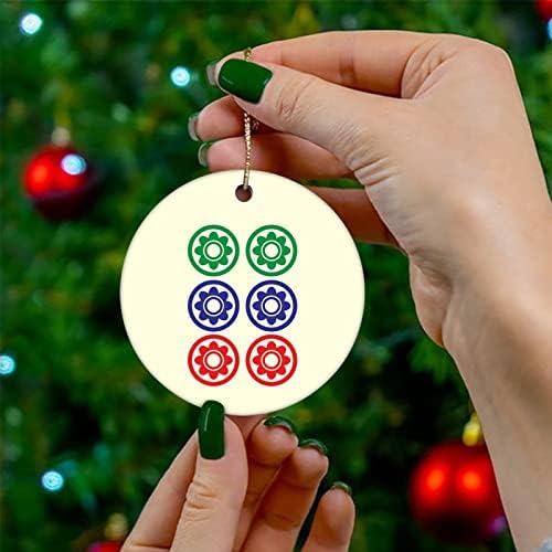 Cheyan Kineski Mahjong Božić Ornament, božićno drvo ukras za Božić Home Decor Mahjong Lover Porculanski Ornament