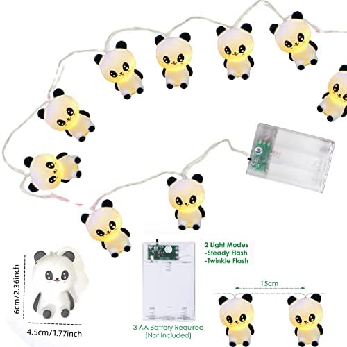 9.8 FT slatka Panda noćna svjetla 20 LED Panda u obliku žice životinjska bajkovita svjetla za djecu Dječija spavaća soba kućni ukras za Uskrs zabave