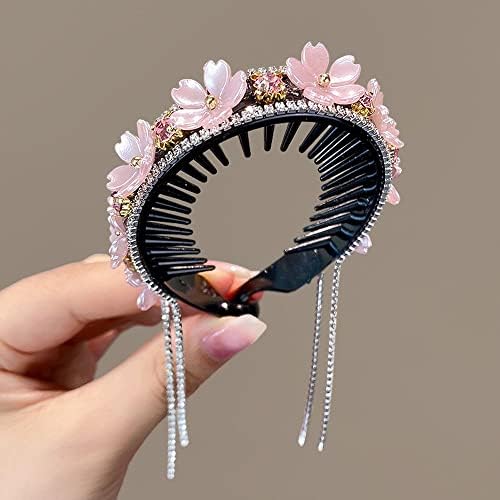 Houchu Korean Style Frie Claw Fairy Vintage Tassel Ponytail Buckle Sweet Luxury Rhinestone Headdress Alat za frizuru